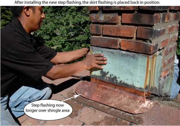 The counter flashing is put back. The counter flashing is put back.