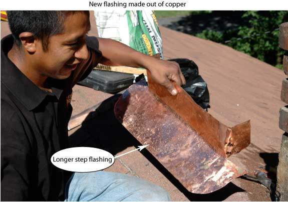 Most of the time the existing flashing on a chimney can be reused. Most of the time the existing flashing on a chimney can be reused.
