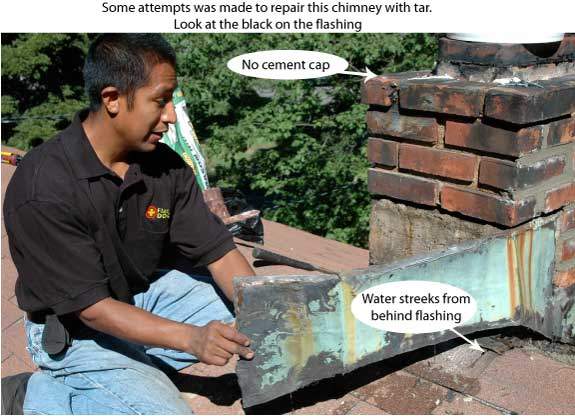 The flashing around the chimney is the most important part. The flashing around the chimney is the most important part.