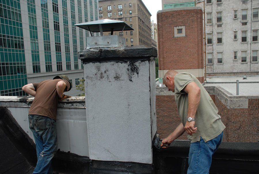 Chimney-in-New-York after wrapping it Chimney-in-New-York after wrapping it