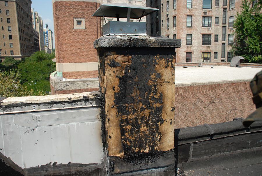 Chimney in New York prepped fro wrapping Chimney in New York prepped fro wrapping