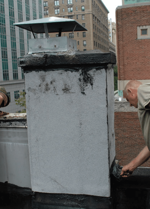 Chimney Flat Roof Leaks - Brownstone Brooklyn and Manhattan chimney transition to flat roof Chimney Flat Roof Leaks - Brownstone Brooklyn and Manhattan chimney transition to flat roof