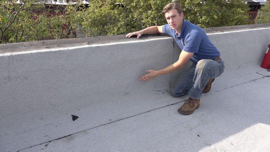 Membrane Instead of Tar - Walls and chimneys are covered with a rubber membrane Brooklyn Membrane Instead of Tar - Walls and chimneys are covered with a rubber membrane Brooklyn